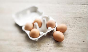 Box of six white eggs